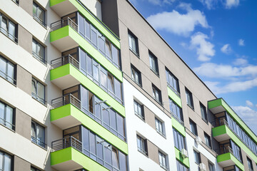 Apartment building with modern architecture in city downtown