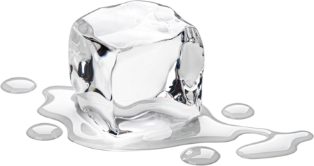 One melting ice cube isolated