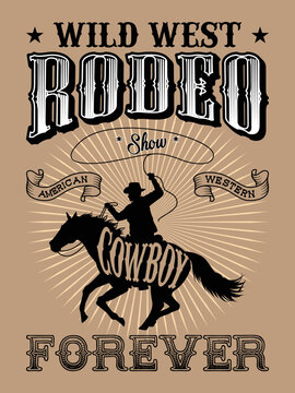 Art, design, illustration for T-shirt printing, poster, badge wild west style, American western.