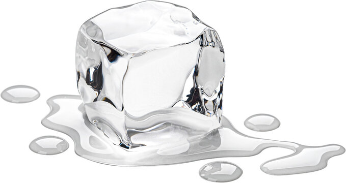 One melting ice cube isolated