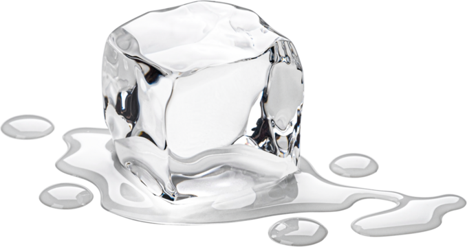 One melting ice cube isolated