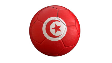 Drapeau de la Tunisie incrusté dans un ballon de football avec couche Alpha fond transparent