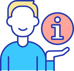 Consultant RGB color icon. Providing information. Customer service assistant. Giving recommendation. Isolated vector illustration. Simple filled line drawing