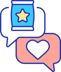 Product review RGB color icon. Goods rating. Customers reaction and feedback. Leaving comment online. Isolated vector illustration. Simple filled line drawing