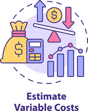 Estimate variable costs concept icon. Proportional growth. Startup budgeting abstract idea thin line illustration. Isolated outline drawing