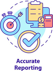 Accurate reporting concept icon. Business tool advantage abstract idea thin line illustration. Right data. Isolated outline drawing