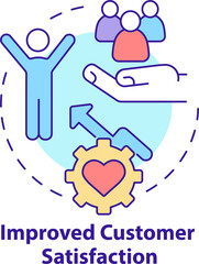 Improved customer satisfaction concept icon. Business tools advantage abstract idea thin line illustration. Isolated outline drawing
