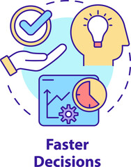 Faster decisions concept icon. Business tool benefit abstract idea thin line illustration. Improve decision making. Isolated outline drawing