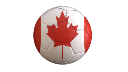 Drapeau du Canada incrusté dans un ballon de football avec couche Alpha fond transparent