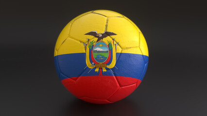 Drapeau de l'Equateur incrusté dans un ballon de football