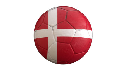 Drapeau du Danemark incrusté dans un ballon de football avec couche Alpha fond transparent