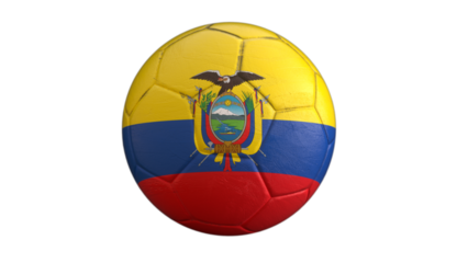 Drapeau de l'Equateur incrusté dans un ballon de football avec couche Alpha fond transparent