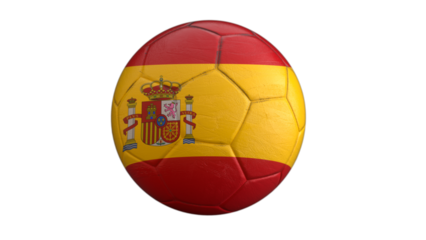 Drapeau de l'Espagne incrusté dans un ballon de football avec couche Alpha fond transparent