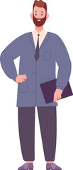 Middle age man in suit. Smiling businessman character