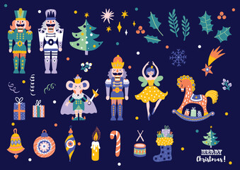  Nutcracker. Set. Magic vector illustration.