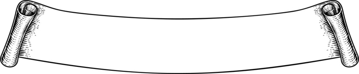 Scroll Vintage Flag Paper Banner Ribbon Woodcut