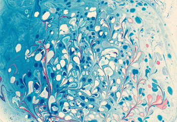 Abstract marble floral pattern texture. Traditional art of Ebru marbling