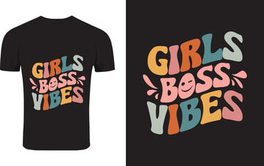 Girl retro wavy T-shirt design svg typography concept