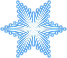 Large complex Christmas snowflake in blue tones. Snowflake icons. Snowflake symbols. Snow icon. Isolated illustration