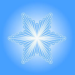 Large complex Christmas snowflake in blue tones. Snowflake icons. Snowflake symbols. Snow icon. Vector isolated illustration