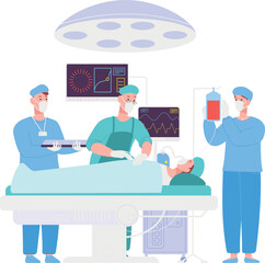 Medical operation. Doctor treat patient in surgical room