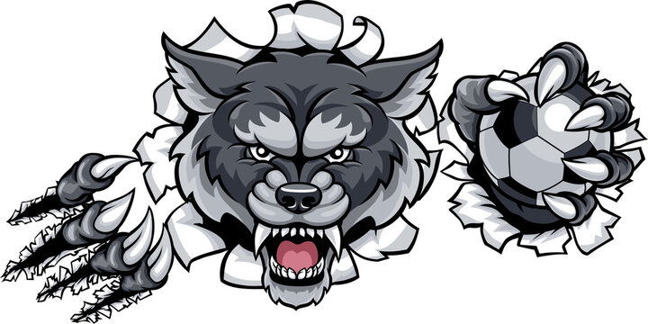 Wolf Soccer Mascot Breaking Background