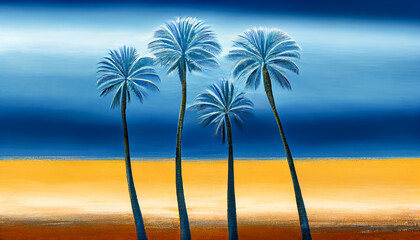 Fototapeta na wymiar Beautiful seascape with palm trees.
