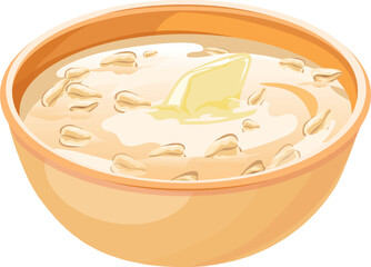 Porridge icon. Cartoon milk cereal. Breakfast bowl