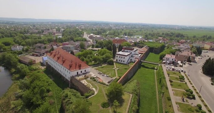 Beautiful aerial panorama view of Ukraine, the castle of the princes of Ostrozki