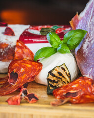 Traditional Italian pizza products Neapolitan style pizza baked in wooden oven