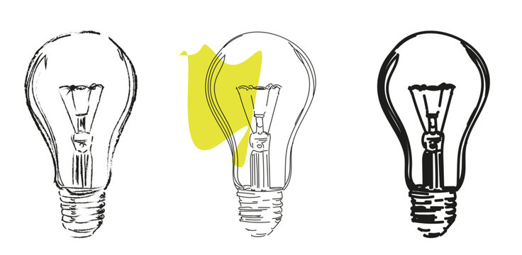 a light bulb in three variants vector graphic