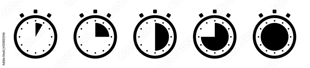Poster timers icon set. stopwatch, timer icons set. timer and stopwatch icons. countdown timer collection. 