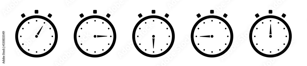 Poster timers icon set. stopwatch, timer icons set. timer and stopwatch icons. countdown timer collection. 