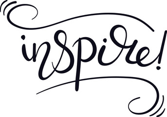 Inspire! Motivational and inspirational phrase. Lettering with an artistic brush. Creative hand drawn vector calligraphy. PNG illustration.