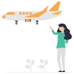 aircraft with girl illustration which is suitable for commercial work and easily modify or edit it

