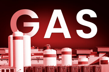 concept prices rise during global energy crisis, increasing demand for gas and fuel, 
prices rise, industrie power gas tank and red background