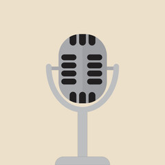 retro microphone vector illustration mic for podcast and music entertainment interview performance equipment