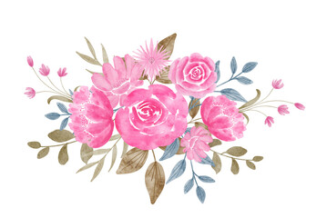 Fototapeta premium Watercolor bouquet of roses