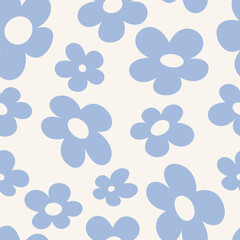 Trendy floral pattern in the style of the 70s with groovy daisy flowers. Vintage style. Pastel color. Retro floral y2k vector design.