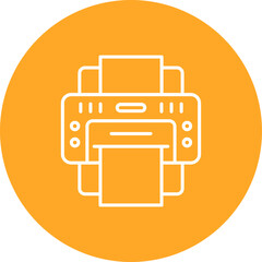 Printer Multicolor Circle Line Inverted Icon