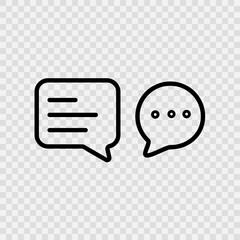 Outline speech bubble icon vector illustration isolated sign symbol - black and white style in transparent background.