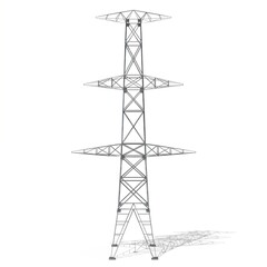 Electricity pylon, white background - 3D illustration