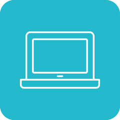 Laptop Multicolor Round Corner Line Inverted Icon