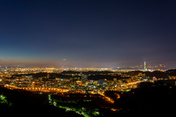 Naklejka premium Night landscape of Xinyi District cityscape