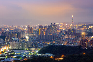 Fototapeta premium Beautiful aerail cityscape from Hongludi Nanshan Fude Temple