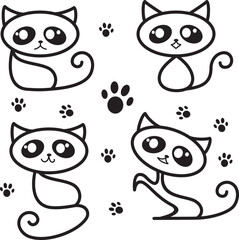 cute cat illustration vector for kids