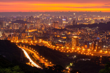 Fototapeta na wymiar Beautiful aerail cityscape from Wenshan District