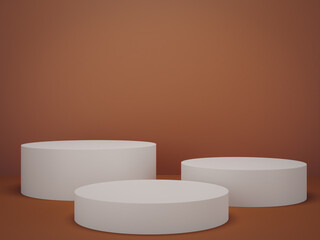 Cylinder shape Display. Podiums for products. 3d visualization