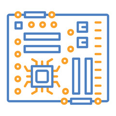 Motherboard Blue And Orange Line Icon