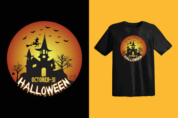 October 31 Halloween day graphic t-shirt design for ready-to-print template